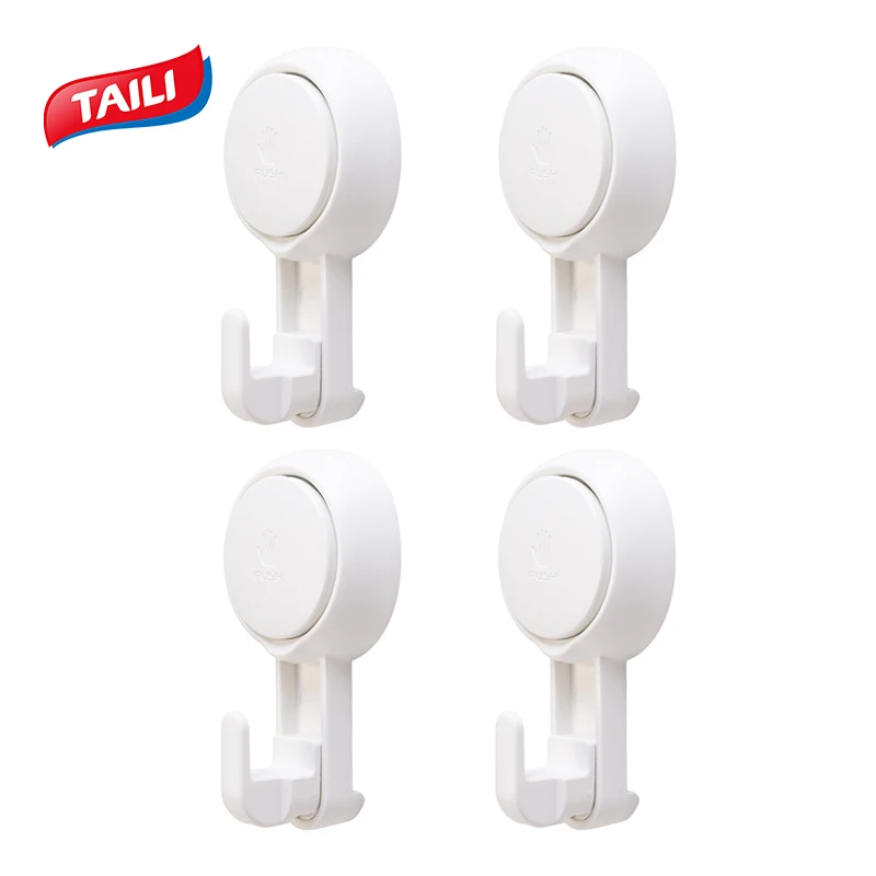 

TAILI Strong White Plastic Vacuum Suction Hook Sucker Hanger For Kitchen Bathroom Key Holder Wall Hooks Waterproof Organizer