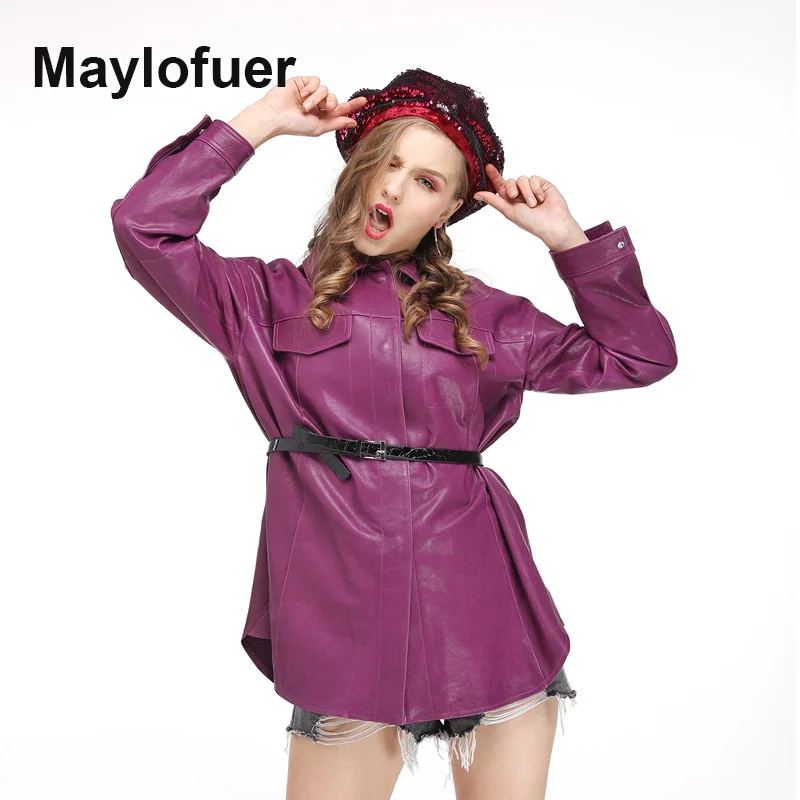 Maylofuer Новая мода из натуральной кожи куртки женщины весна осень зима черный