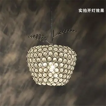 

New Creative Crystal Apple Pendant Lamp Gold Lampshade Abajur Restaurant Hanglamp Light E27 Home Decor 110V 220V Modern Lighting