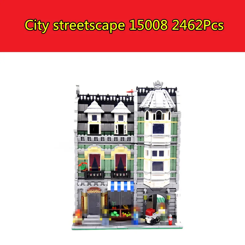

15008 City Street Series Creator Green Grocer Model Building Blocks Bricks Kits Compatible with Lego 10185 3D Bricks figure toys