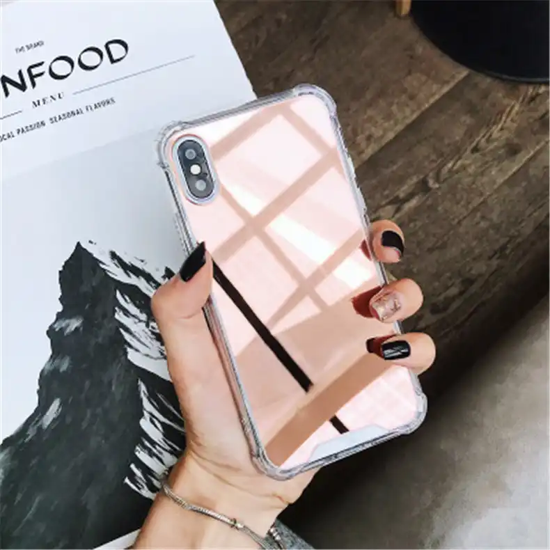 Fashion Beauty Girls Glossy Rose Gold Phone Case For Coque Iphone