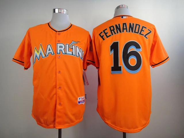 Cheap Miami Marlins #16 Jose Fernandez Orange Black White Baseball