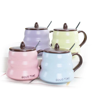 

Striped Creative Ceramic Coffee Mug Personalized Art Supplies Big Tazas Lid Porcelain Brief Eco-friendly Mug Cup Stocked DDBX0X6