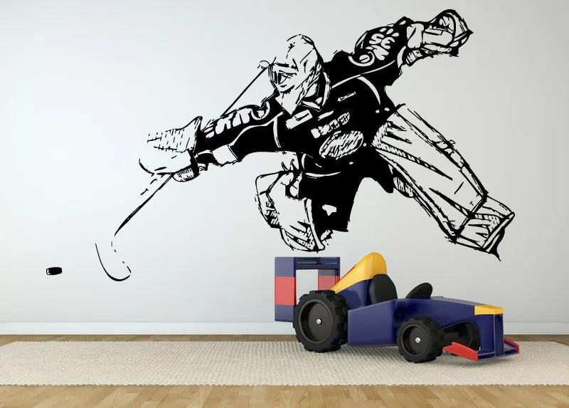 Настенный декор комнаты художественная Виниловая Наклейка Настенная Наклейка хоккейный вратарь большой
