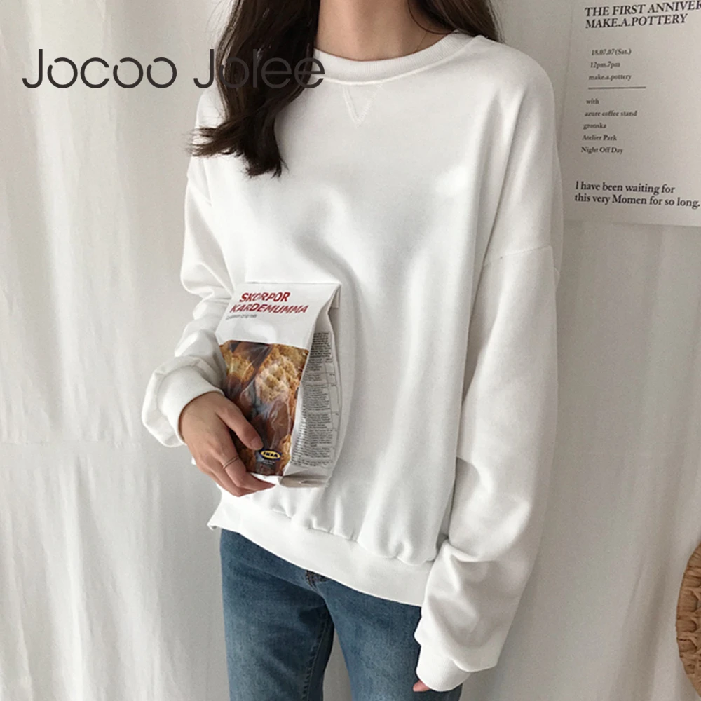 

Jocoo Jolee Women Causal Solid Long Sleeve O Neck Hoodies Korean Harajuku Sweatshirts Autumn Loose Pullovers Jumper Tops 2019