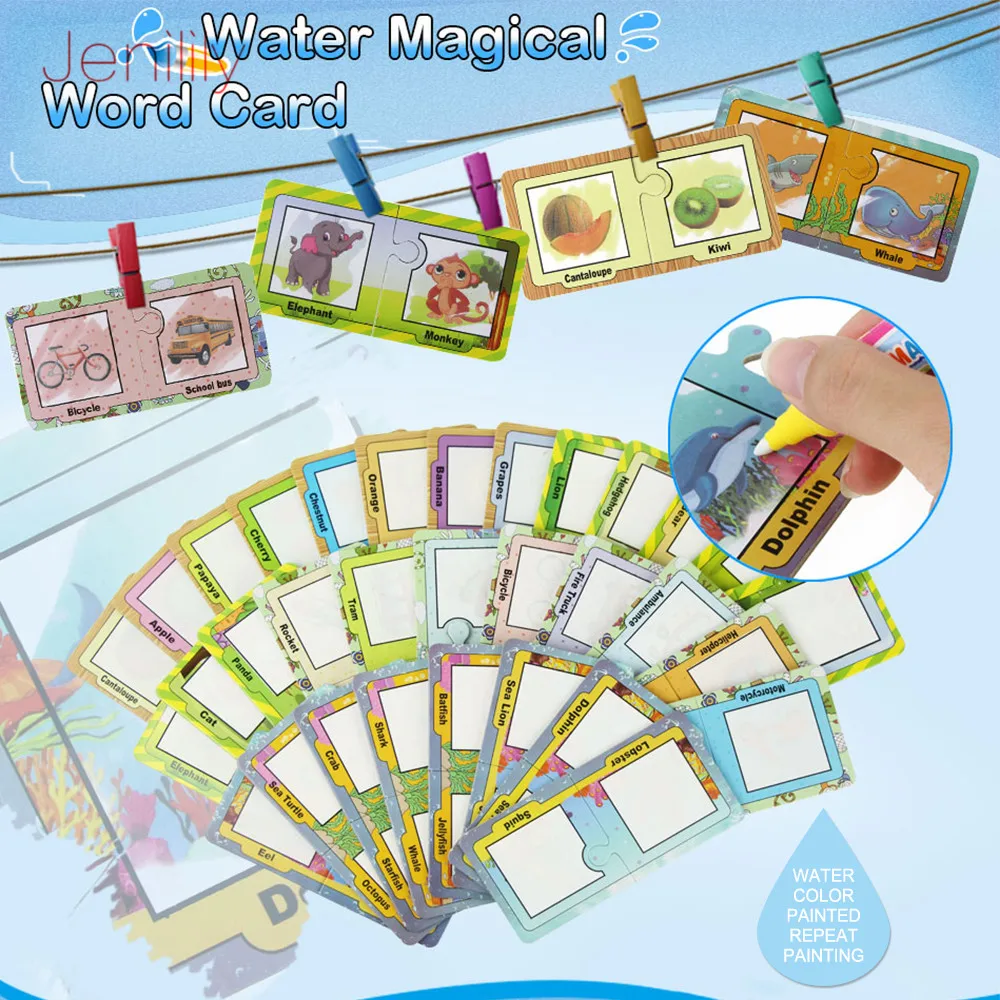

4 Styles Children Cognitive Card Magic Water Drawing Board Doodle with Magic Pen Painting Early Learning Education Toys juguetes