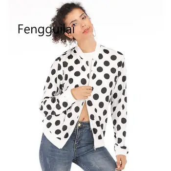 

Plus Size Spring Womens Jackets Rose Leopard Chaqueta Mujer Long Sleeve Floral Black Coat Polka Dot Women Bomber Jacket