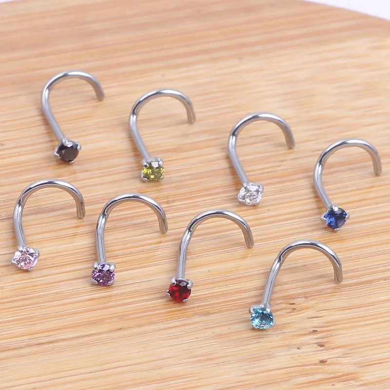 1 Piece 20Gx7x2mm nostril nose stud nose ring Round Zircon Nose Studs