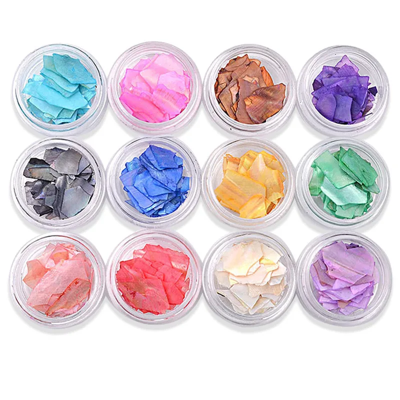 

12Color/set 3D Nail Art Decoration Irregular Abalone Shell Piece DIY Flake Fragment Slice Sequins Beautiful Decals Jewelry