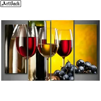 

5d diamond painting red wine icon diamond embroidery full square diamond mosaic sticker for living room decoration 1 set 4pcs