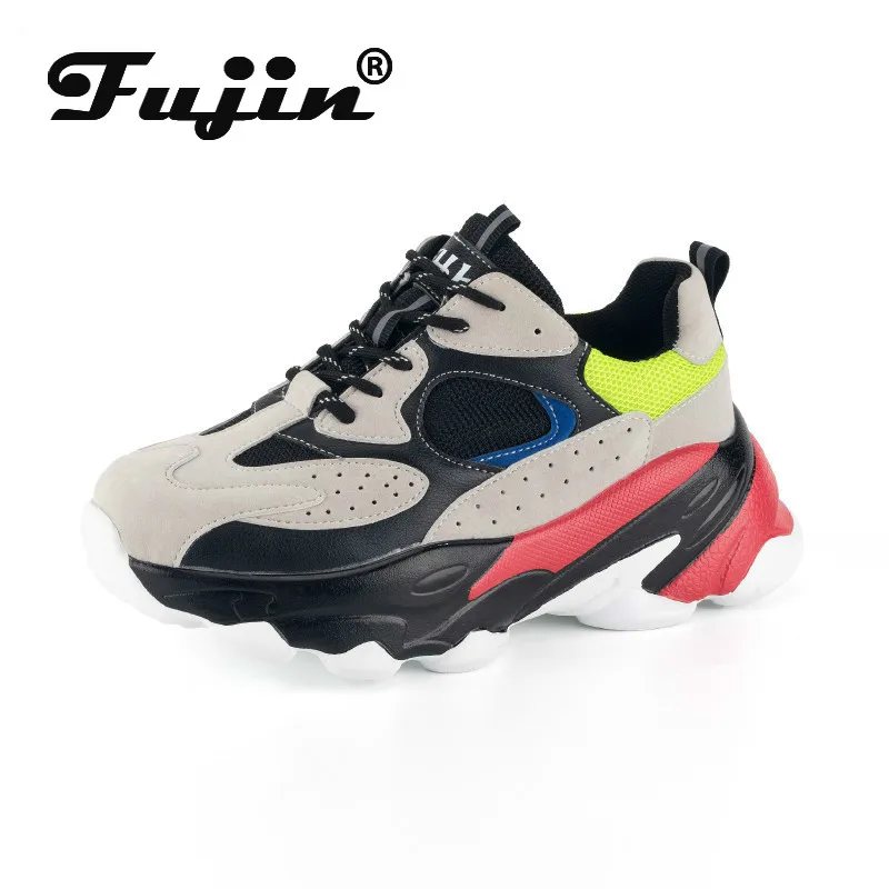 

Fujin Sneakers Women Spring Thick Bottom Dropshipping Fashion Muffin Bottom Breathable Lace Round Toe Leisure Women Shoes