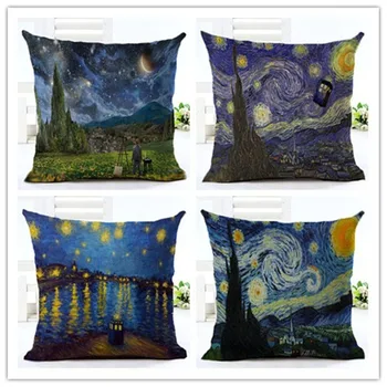 

Nordic Van Gogh Pillowcase Painting abstract Cushion Cover Decorative Pillows Home Decor Throw Pillow Cushion 45*45