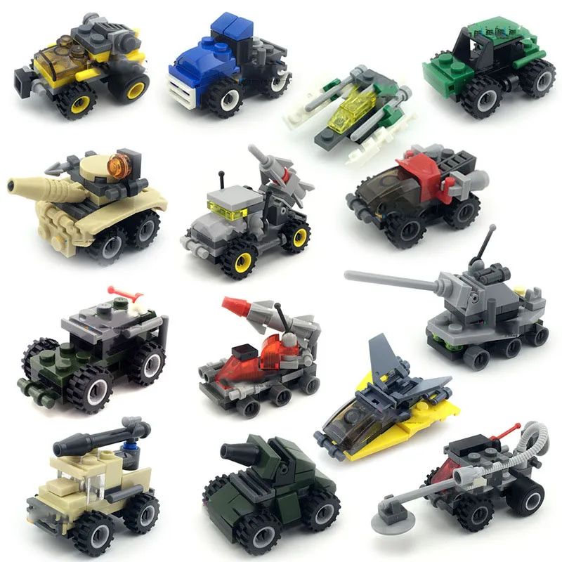 14 Kinds Original Building Blocks Mini Transportation Block Car Compatible legoeINGlys Duplo Soliders Bricks or Kids Toys Gift