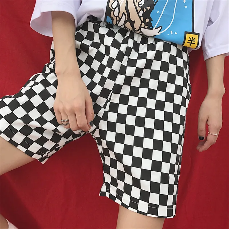 Корейские черно белые шорты с узором шахматная доска Новинка лета 2019|fashion shorts|shorts