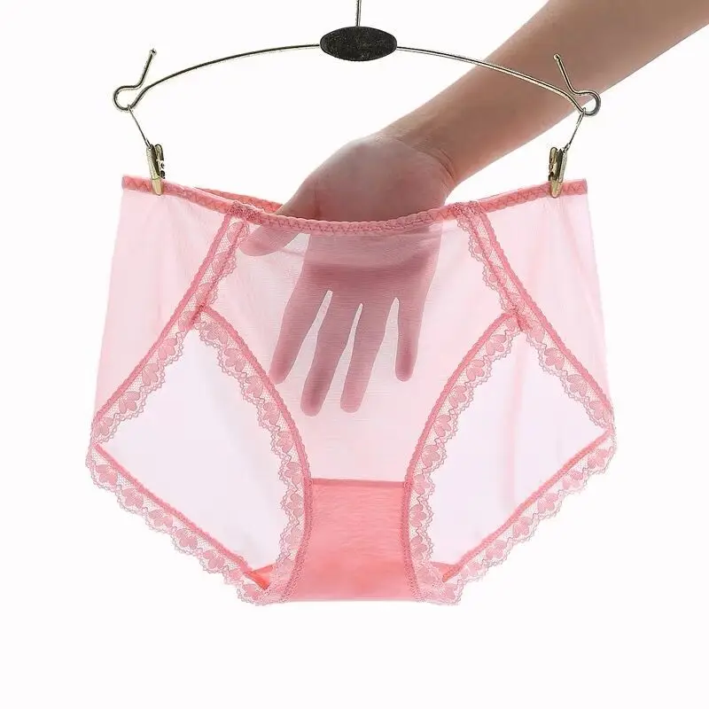 

Lace Sexy panties female cotton breathable Mesh silk large size seamless briefs women underwear sexy wholesale lots bulk pink