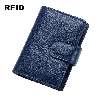 

Man Credit Business Card Holder Leather Cardholder Vertical Men RFID Bus Card Bag Case Ladies Genuine Cowhide Designer ID Pocket
