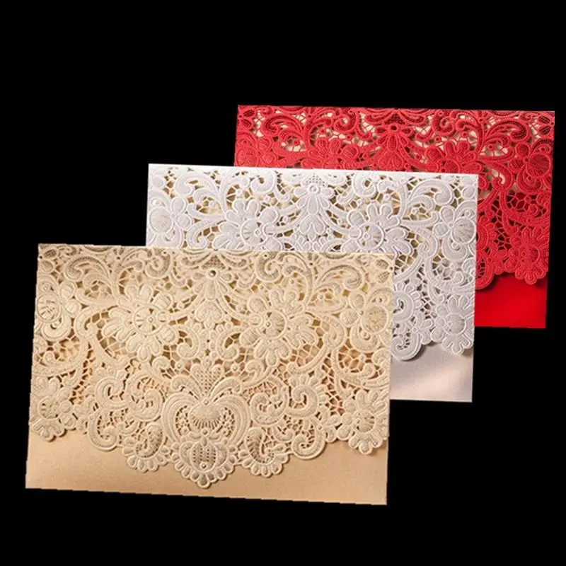 White Purple Silver Red Laser Cut Wedding Invitations 10 ...