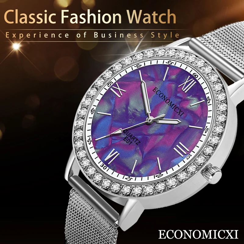 Женские кварцевые часы с циркуляцией и кристаллами роскошные дамские наручные