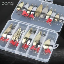 DONQL Mixed Colors Fishing Lures Spoon Bait Metal Lure Kit Sequins Noise Paillette with Feather Treble Hook Tackle Fishing Geer DONQL Mixed Colors Fishing Lures Spoon Bait Metal Lure Kit Sequins Noise Paillette with Feather Treble Hook Tackle Fishing Geer