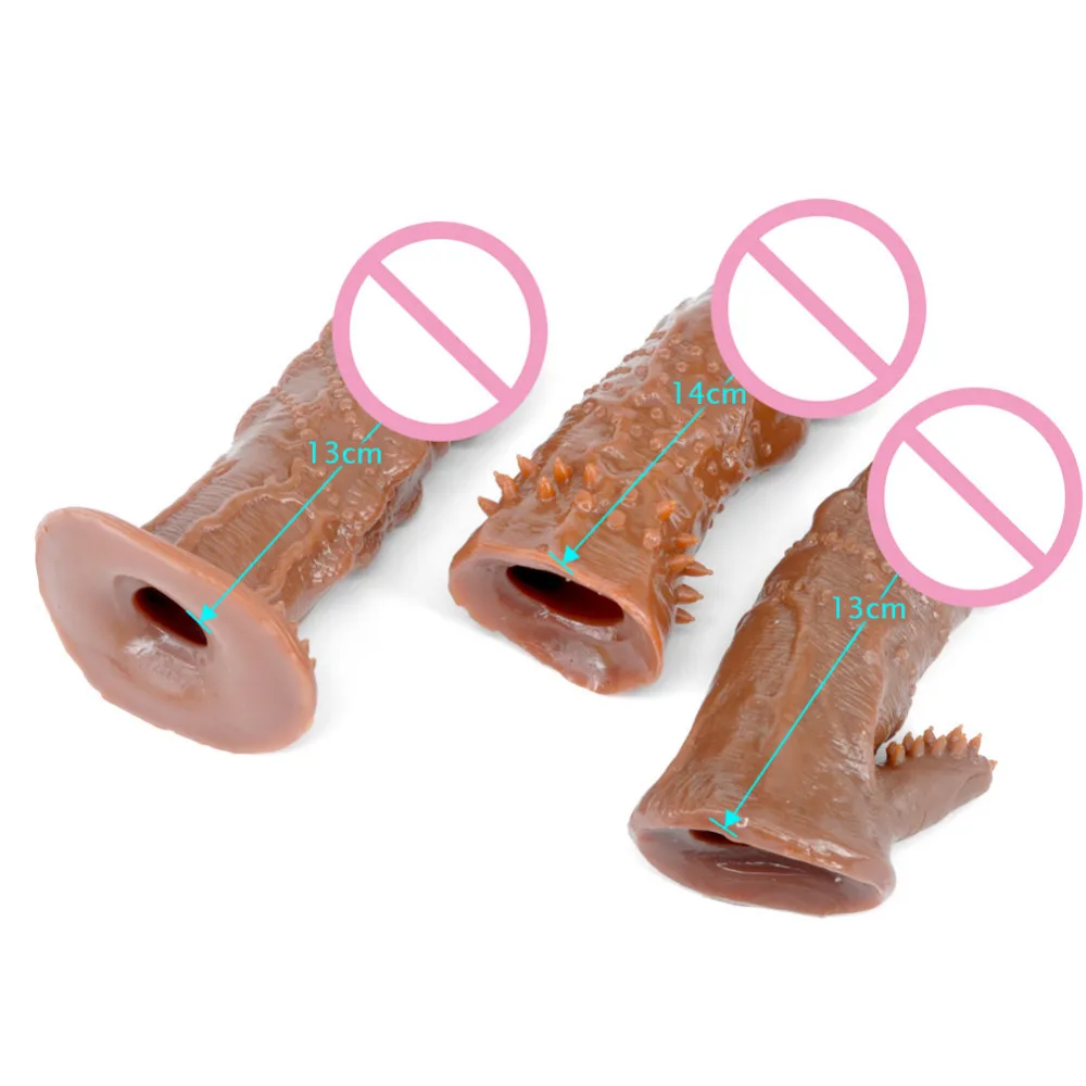 Realistic Penis Sleeve Extender Reuseable Increase Cock Enlargement Extension Delay Ejaculation Condom Sex Toys for Men 10