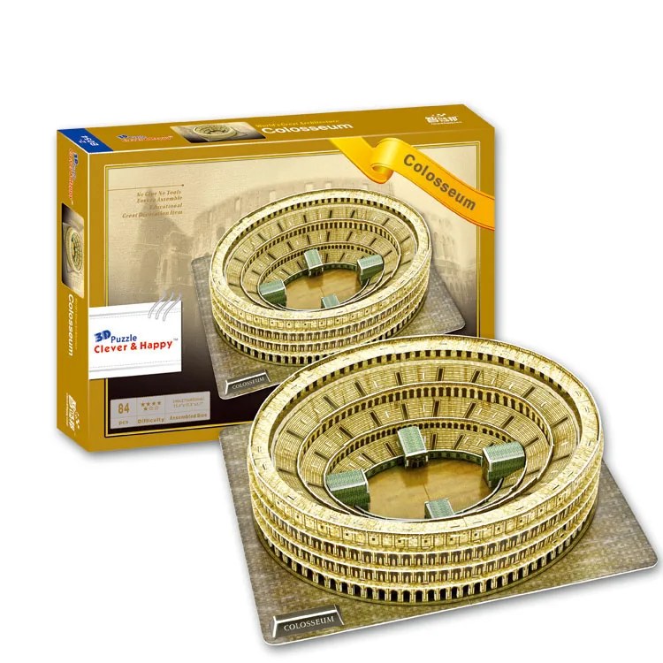 Развивающие игрушки знаменитая архитектурная модель 3D Пазлы для взрослых Осака Пелес Бран замок Las Ventas игрушки для детей - Цвет: Colosseum