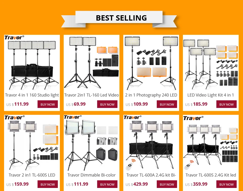 Travor 4 в 1 160 студийный светильник с регулируемой яркостью, светильник для камеры, панель для цифровой камеры DSLR, видеокамера, светильник для фотосъемки с 4 батареями