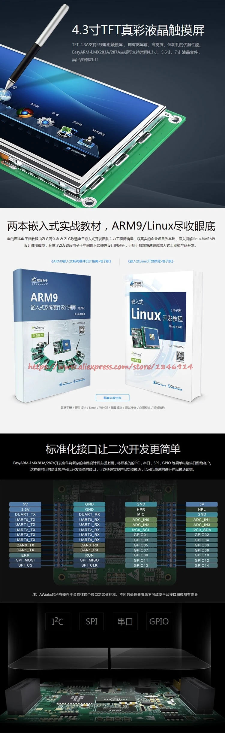 Бесплатная доставка адело платформы ARM9 Совет по развитию I. mx283a сенсорный экран
