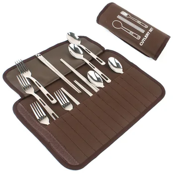 

12pcs/set Picnic Traveling Hiking Camping Cutlery Utensils Portable Outdoor Tablewares Dinnerware Knife Fork Spoon Set 5set/lot