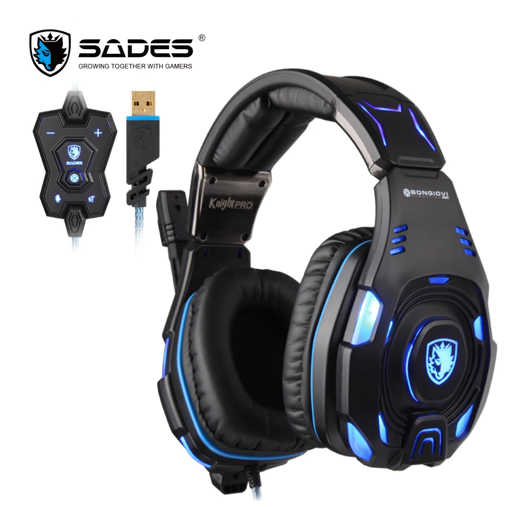 

SADES Knight Pro BONGIOVI Audio Gaming Headset USB Professional Headphones Noise-Cancelling