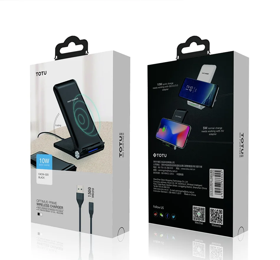 Беспроводное зарядное устройство TOTU Qi для iPhone Xs Max Xr X 8 samsung S9 S8 Note 9 8 Phone Беспроводная зарядка 10 Вт док-станция