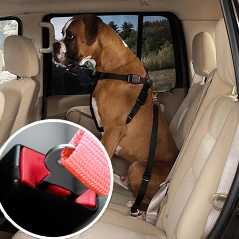 Pet Car Travel Restraint Dog Safety Seat Belt Lead Harness Auto Traction Leads With 21mm Wide