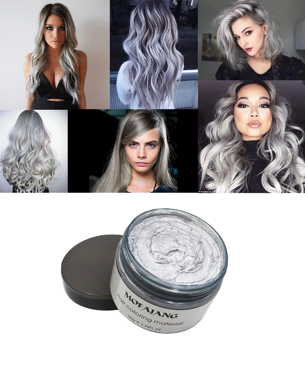 Creme de Tintura de Cabelo Natural para as para as Mulheres Cor do Cabelo Gel de Cabelo Cera da Styling Pomada Mofajang Avó Prata Cinza Descartável Forte Mulheres Homens 120g 3 prata avó cinza descartável cabelo natural forte