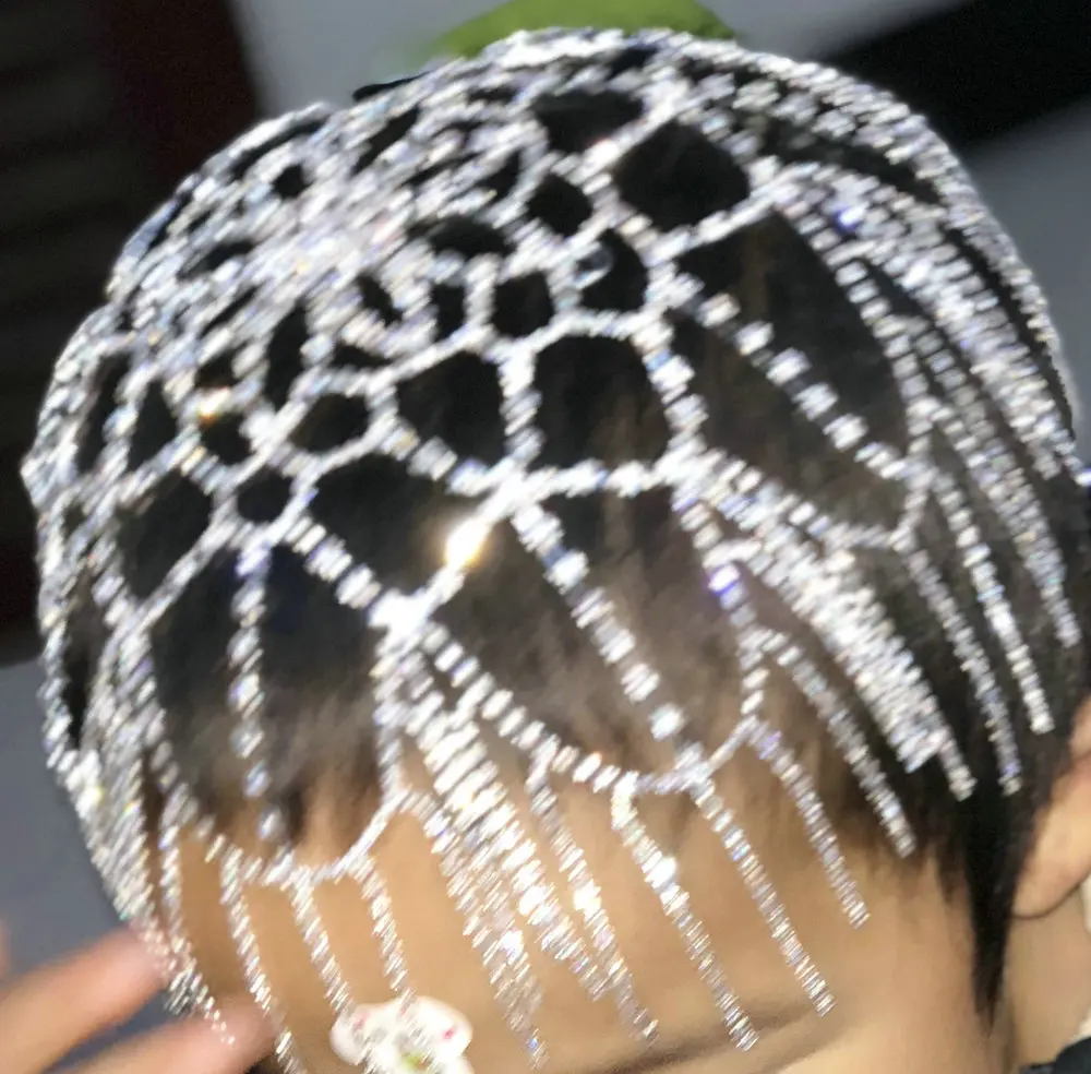 

Vintage Bridal Headpiece Crystal Rhinestone Flapper Cap Headpiece for Wedding Silver dance headpieces