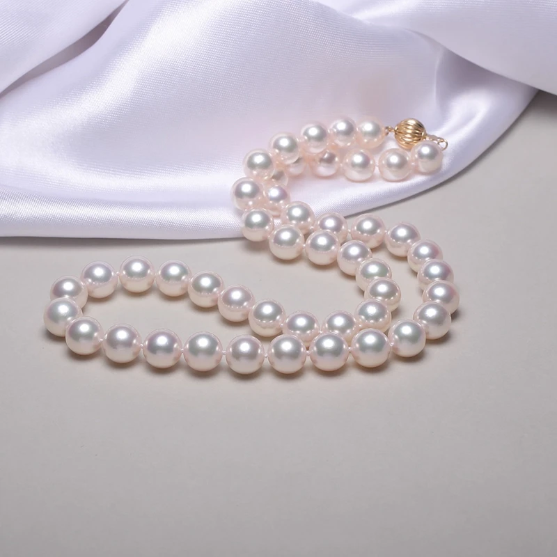 YS] collar de perlas Hanadama blancas japonesas de alta calidad, 8,5-9mm,  Akoya - AliExpress