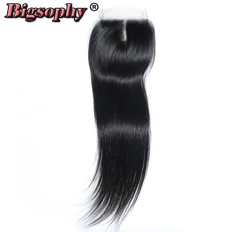 

Bigsophy Brazilian Straight Wave Closure 4x4 Human Hair Lace Closure With Baby Hair Free Middle Three Part Remy Hair Closure