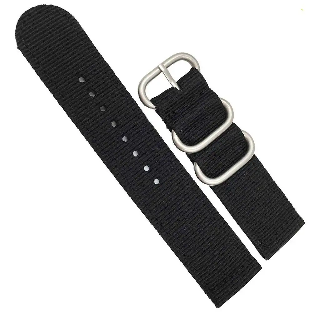 18 20 22 24mm Brand Army Sports Nato Fabric Nylon Accessories Bands Belt Buckle for 007 James Bond Watch Strap Black