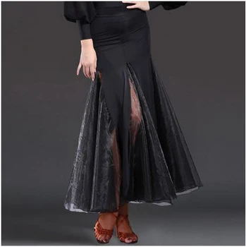 

New Ballroom dance costumes sexy senior ice silk long skirt for women ballroom dance skirt S-XL