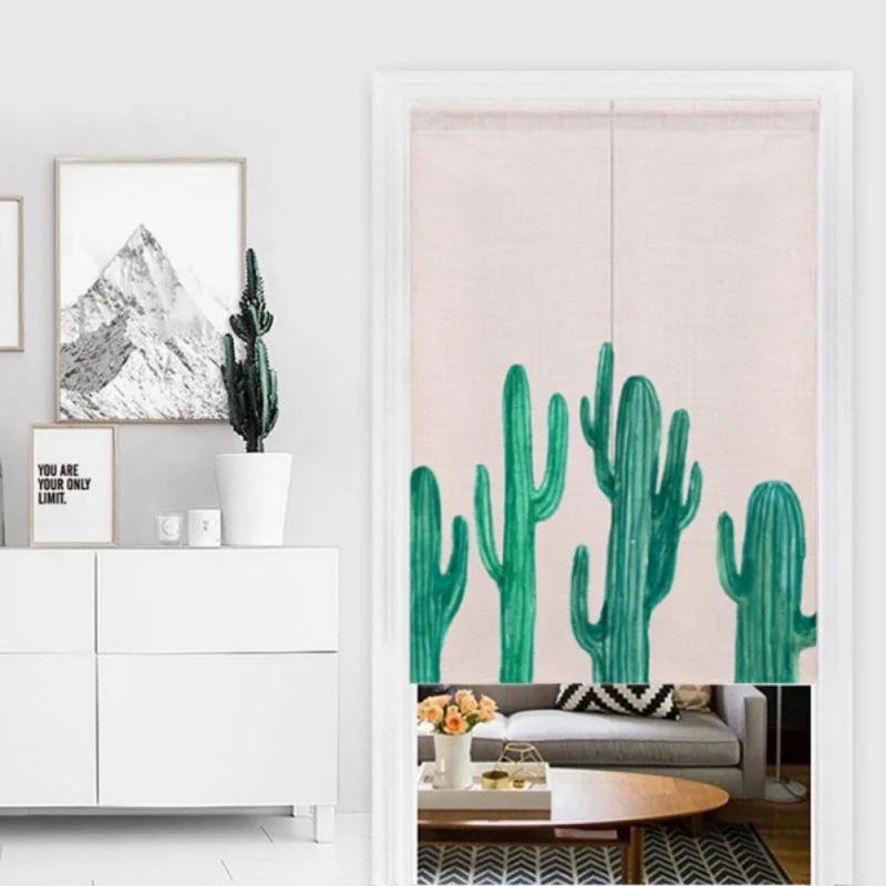 Tropical Plants Design Long Door Curtain For Home Living Room