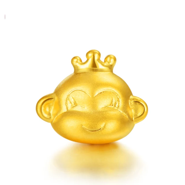 Best Gift Pure 999 24K Yellow Gold Women 3D Crown Monkey Head 1 15g