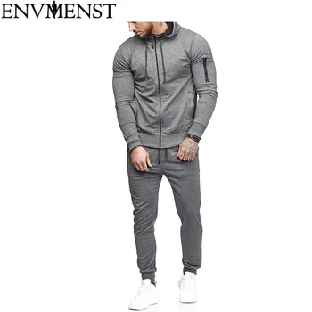 

Envmenst Men Fashion 2 Pieces Sets Casual Tracksuit Male Sweatshirt+Pants Suits Men Hoodies Set sweatshirts dropship 2019