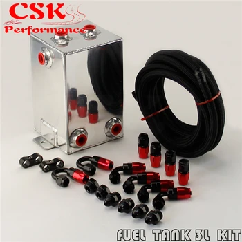 

3L Aluminium Surge tank kit mirror polish Fuel 3L Universal Complete Fuel Surge Tank 3 Litre Swirl Pot System kit BLACK