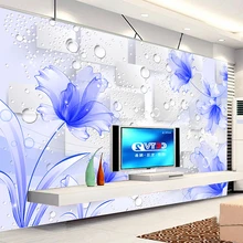 Пользовательские фото обои 3D стерео синие цветы фрески Гостиная ТВ диван фон настенная ткань современный креативный Papel де Parede