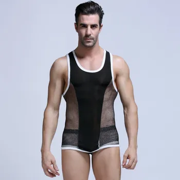 

Plus Size Lingerie Men Sports Set Wear Teddy Jumpsuit Sexy Erotic Tanks Lingerie Sexy Mens Pantyhose Bodysuit