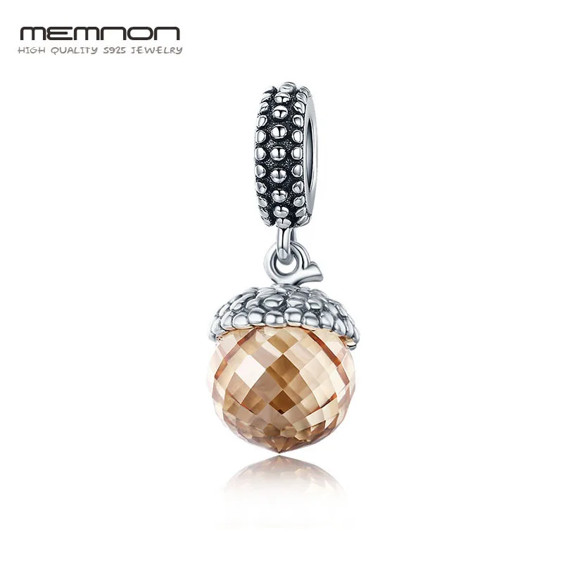 

Mem Authentic 925 Sterling Silver Pendant Filbert Nut Shape Brown Crystal Charm fit Bracelet & Necklace DIY Jewelry MCC584