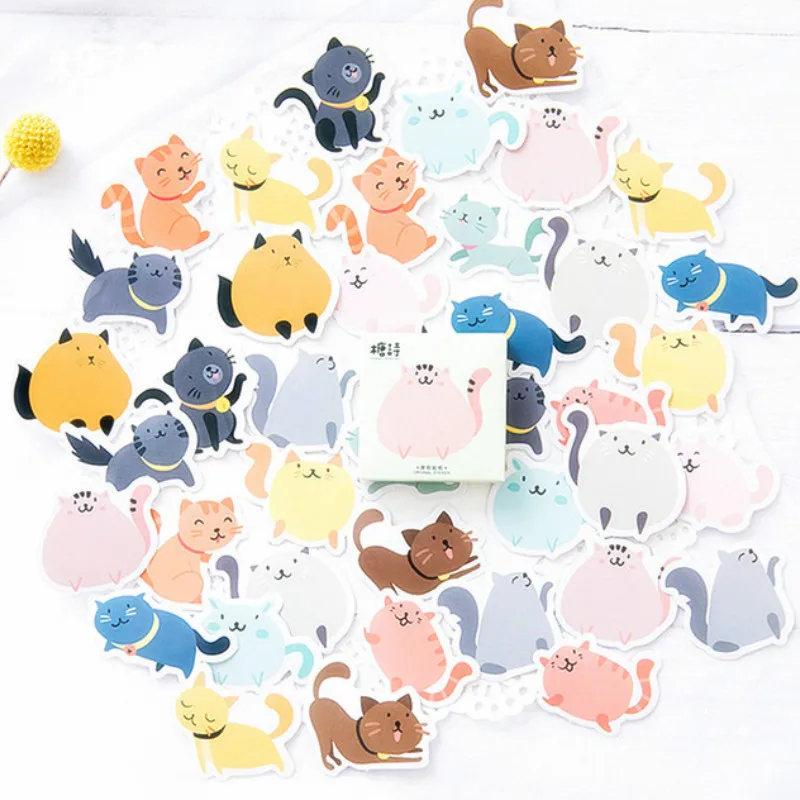 

1 box sell Small Fat Cat Door Sticker Wall Mural Art Green Tree Wallpaper Poster Stickers Self Adhesive Home Door Decals