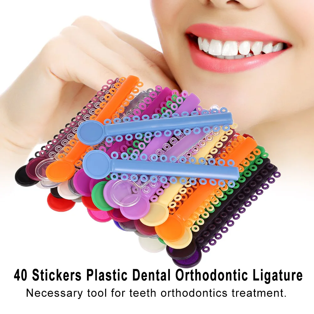 40 Pc/pack Dental Ligature Ties Orthodontics Elastic Rubber Bands Teeth Whitening Multi Color
