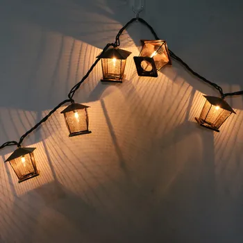 

LAIDEYI Retro Style Iron Wire Mesh House String Light Fairy Decoration Night Light Bedroom Wedding Party Decorative String Light