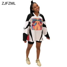Letter Character Print Casual T Shirt Dress Women Fashion V Neck Long Sleeve Loose Mini Dress Streetwear Color Block Short Dress patriotic color block stars print shirt