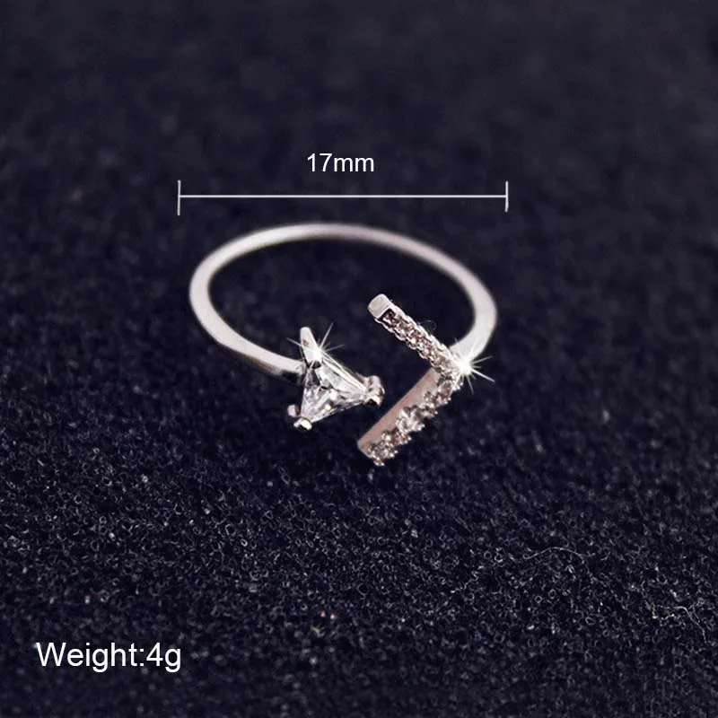 JYA Ladies Wedding Rings Open Adjustable Cubic Zirconia Arrow Ring Anillos Cocktail Party Fashion Jewelry Geometric Bezel Fashion Jewelry