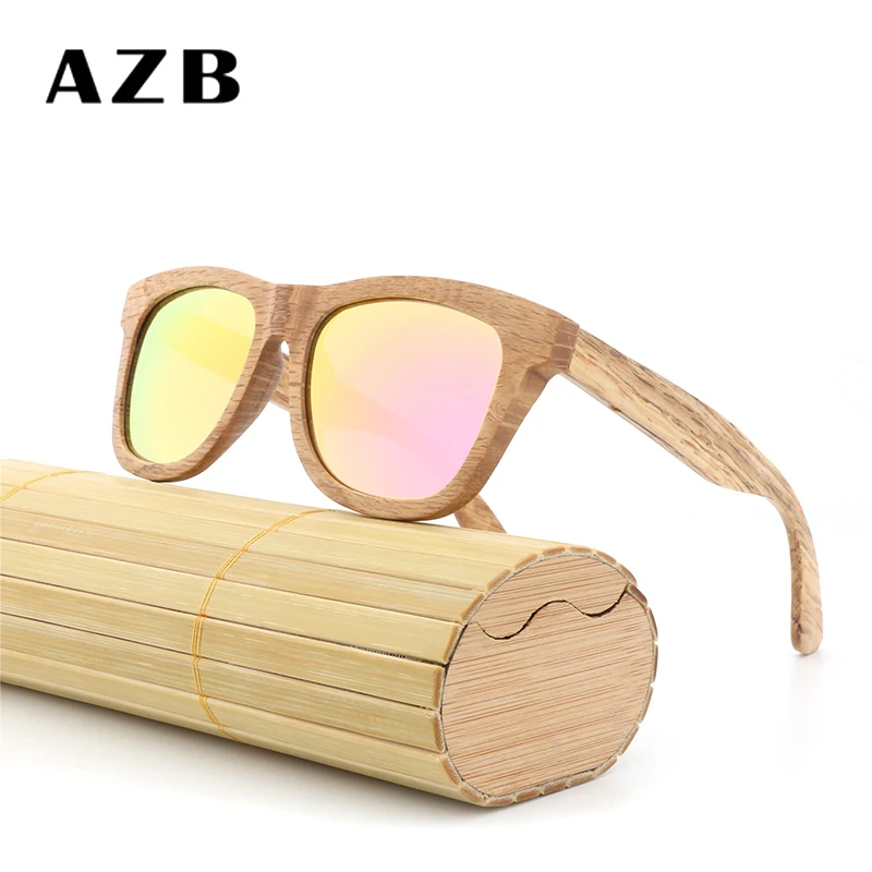 

2018 AZB Luxury Sunglasses Women Polarized Handmade Glasses Men Bamboo Square Oversized Sunglasses Women Retro Glasses UV400